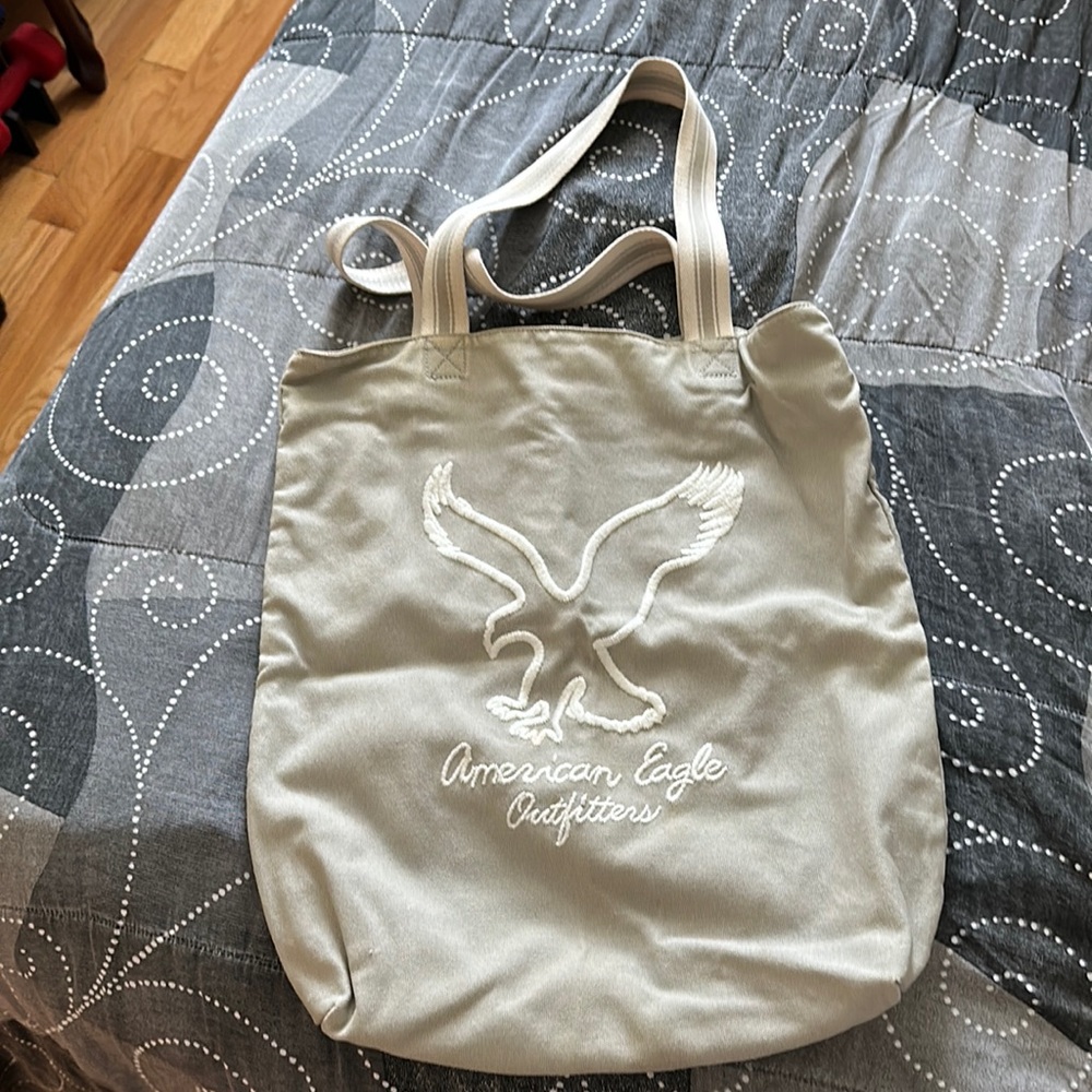 American Eagle beige canvas tote bag